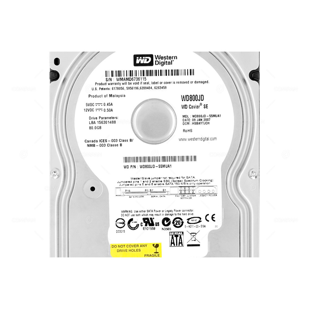 WD800JD WD 80GB 7.2K SATA 3.5 LFF HOT-SWAP